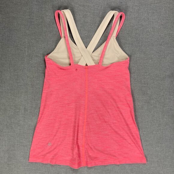 Lululemon Tank Top Women 4 Coral Run For Gold Built In Bra Athletic Run Yoga Gym - Picture 4 of 13